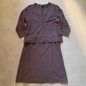 Eileen Fisher brown knit skirt suit